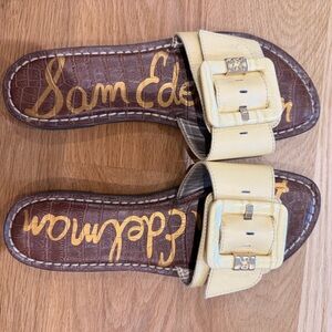 Sam Edelman Pale Yellow Buckle Slide Sandals